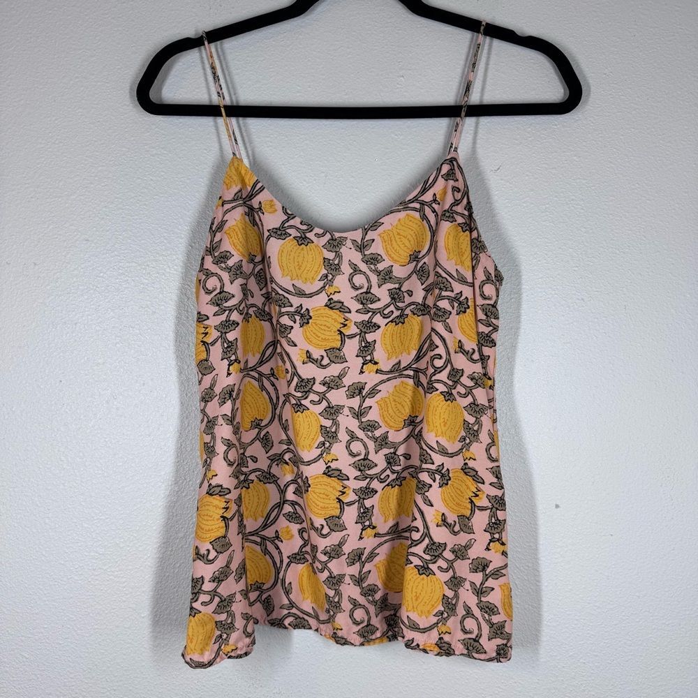 Cecilie Copenhagen Botanical Floral Print Cami Tank Top Boho Blouse Womens Small